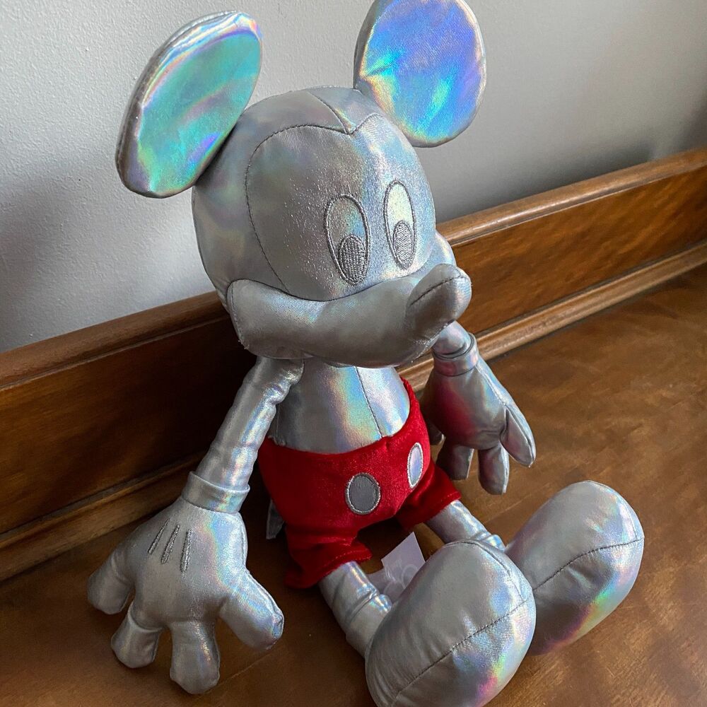 2023 Disney Parks 100th Anniversary Mickey Mouse Silver Iridescent Plush Toy